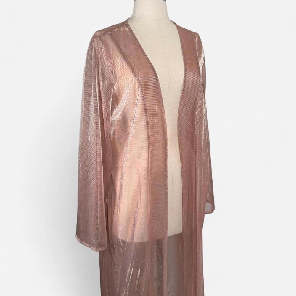 Iridescent champagne pink floor-length duster